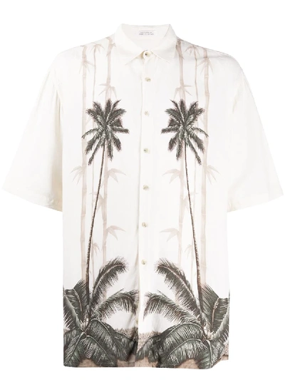 Pre-owned Pierre Cardin 1990s Palm Tree Print Shirt In Neutrals