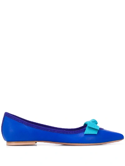 Shop Anna Baiguera Bow-detail Ballerina Shoes In Blue