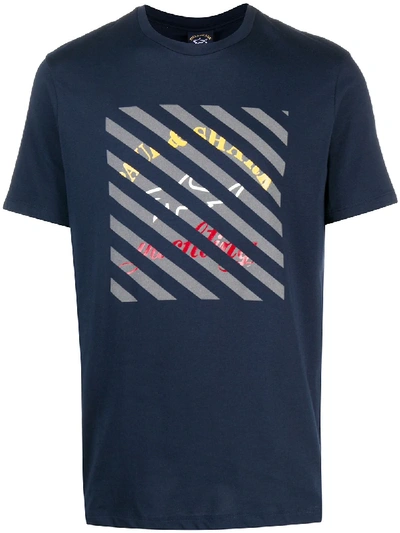 Shop Paul & Shark Geometric-print Cotton T-shirt In Blue