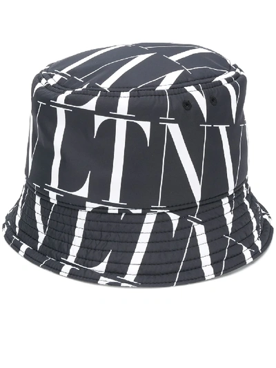 Shop Valentino Vltn-print Bucket Hat In Black