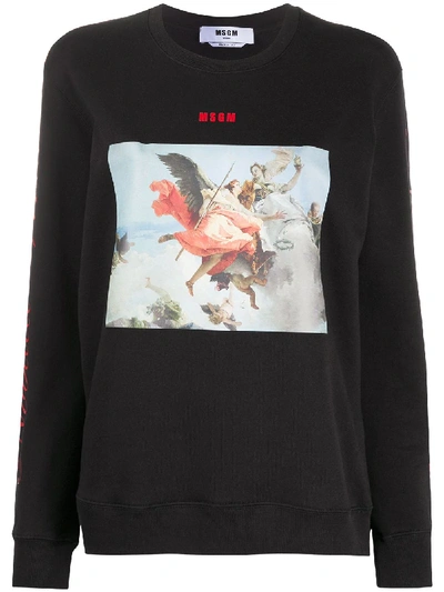 Shop Msgm Painting Print Sweatshirt In Black