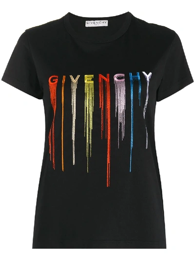 Shop Givenchy Embroidered-logo Cotton T-shirt In Black