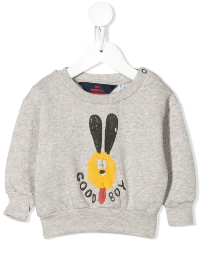 The Animals Observatory Good Boy Print Sweatshirt In Grey