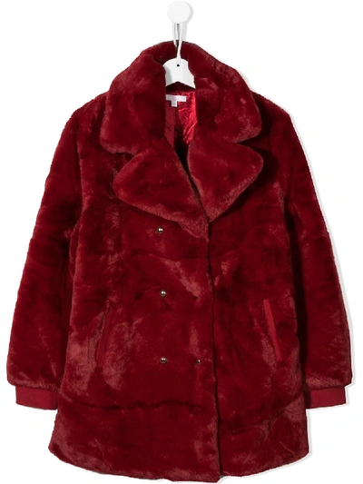 Shop Chloé Teen Faux-fur Coat In Red