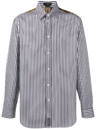 Shop Versace Baroque-print Striped Shirt In Black