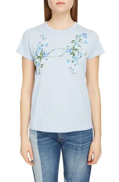 Shop Givenchy Ophelia Flower Logo T-shirt In Light Blue