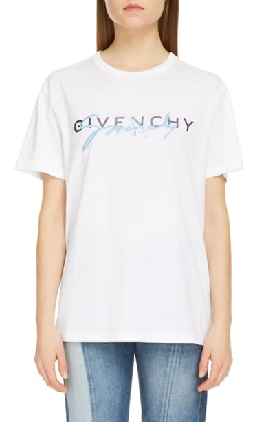 Shop Givenchy Embroidered Logo Cotton Tee In White