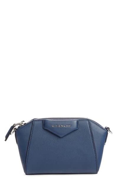 Shop Givenchy Nano Antigona Sugar Leather Crossbody Bag In Midnight Blue