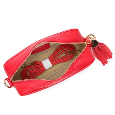 Shop Elie Beaumont Crossbody Red Silver Chevron