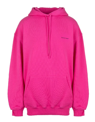 Shop Balenciaga Woman Fuchsia Oversize Hoodie With Logo In Pink
