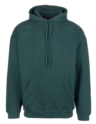 Shop Balenciaga Woman Green Oversize Hoodie With Back Logo In Cypress Green