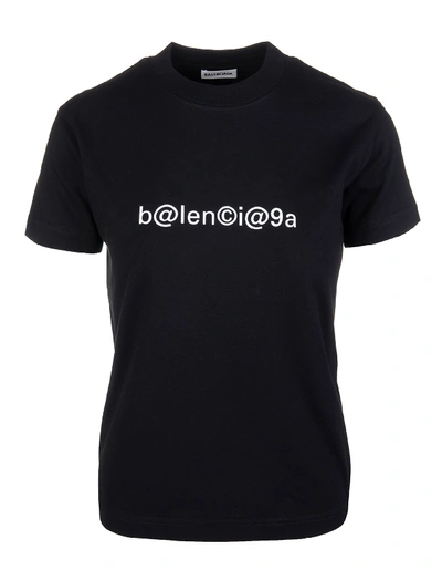Shop Balenciaga Black Woman Symbolic  Slim T-shirt In Black/white
