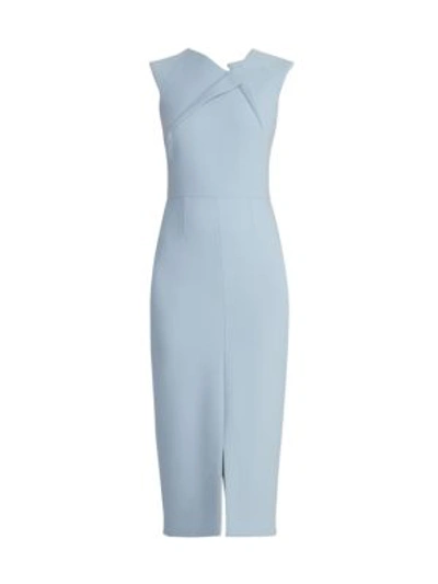 Shop Roland Mouret Tikal Sleeveless Crepe Bodycon Dress In Dusky Blue