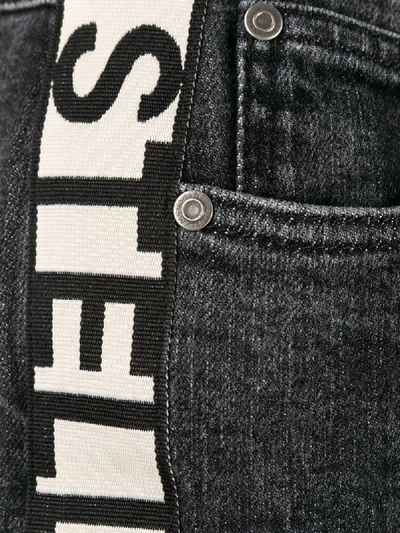 Shop Stella Mccartney Logo-stripe Cropped Jeans In Black