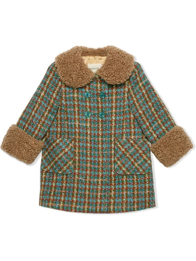 Shop Gucci Tweed Double-breasted Coat In Neutrals