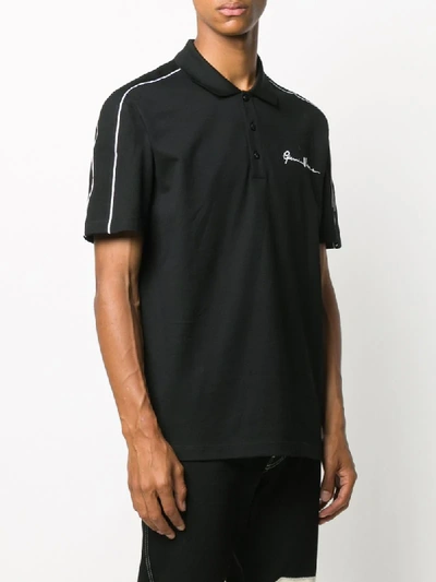 Shop Versace Embroidered Logo Polo Shirt In Black