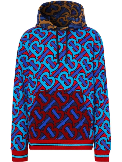 Shop Burberry Monogram-print Hoodie In Blue