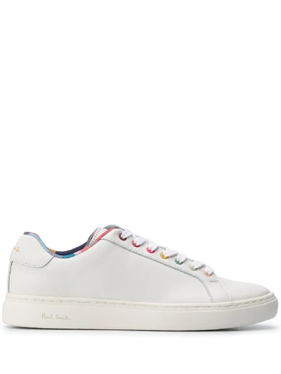 Shop Paul Smith Stripe Lined Lace-up Sneakers In White