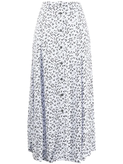 Shop Ganni Floral-print Skirt In Blue