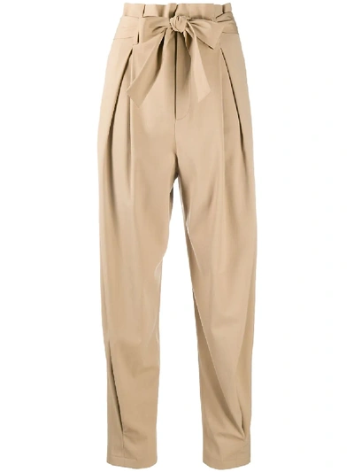 Shop Red Valentino High-waist Tapered Trousers In Neutrals