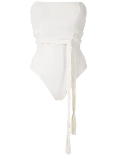 Shop Clube Bossa Landova Tie Waist Swim Suit In Neutrals
