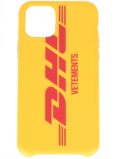 Vetements Yellow Dhl Edition Logo Iphone 11 Pro Case In Yellow