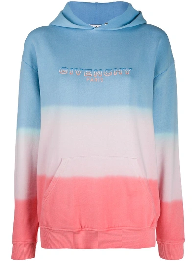 Shop Givenchy Tie-dye Logo Hoodie In Blue