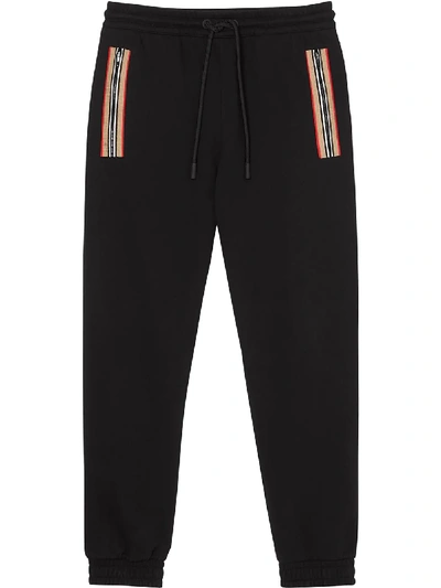 Shop Burberry Icon-stripe Track Pants In Black