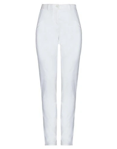 Shop Armani Exchange Woman Pants White Size 4 Cotton, Elastane