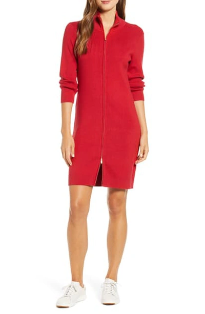 Shop Tommy Bahama Pickford Rib Full Zip Sweater Dress In Jester Red