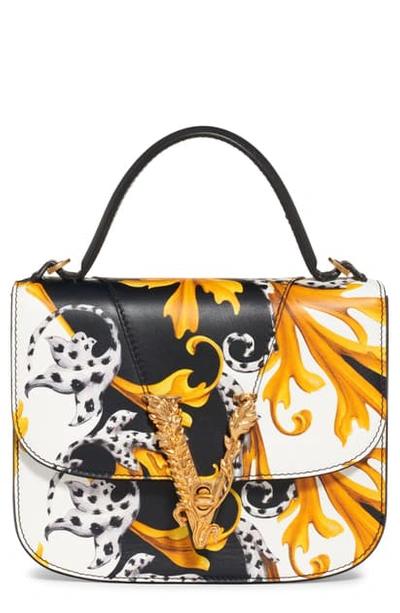 Shop Versace Virtus Print Shoulder Bag In Black Multi/ Tribute Gold