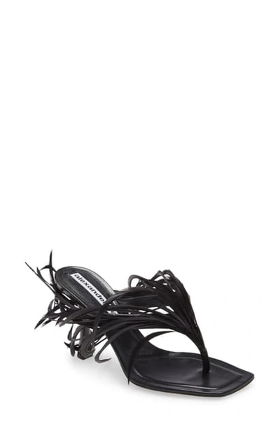 Shop Alexander Wang Ivy Feather Slide Sandal In Black
