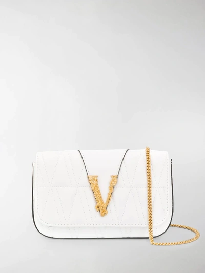 Shop Versace Virtus Quilted Clutch In White