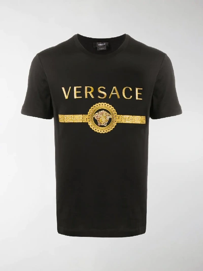 Shop Versace Logo Print T-shirt In Black