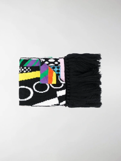 Shop Versace Logo Embroidered Scarf In Black
