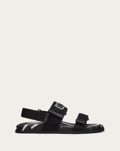 Shop Valentino Garavani Uomo Vltn Times Tape Sandal In Black/white