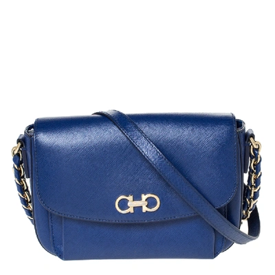Pre-owned Ferragamo Blue Leather Sandrine Shoulder Bag
