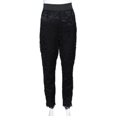 Pre-owned Dolce & Gabbana Black Lace Tapered Trousers L