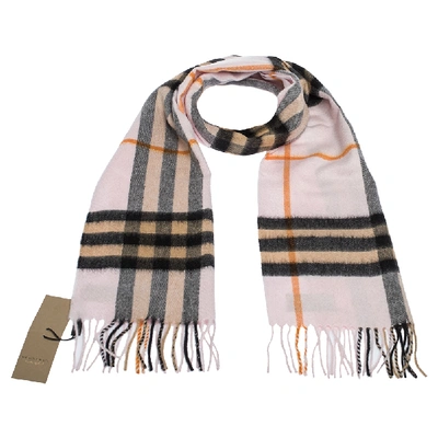Pre-owned Burberry Pale Blossom Classic Check Cashmere Scarf In Pink