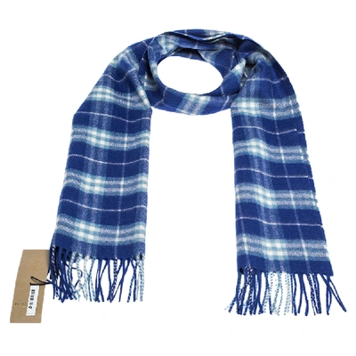 Pre-owned Burberry Blue Classic Vintage Check Cashmere Scarf