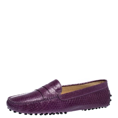 Pre-owned Tod's Purple Python Penny Loafers Size 36.5