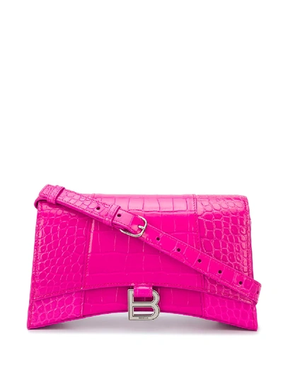 Shop Balenciaga Hourglass Baguette Shoulder Bag In Pink