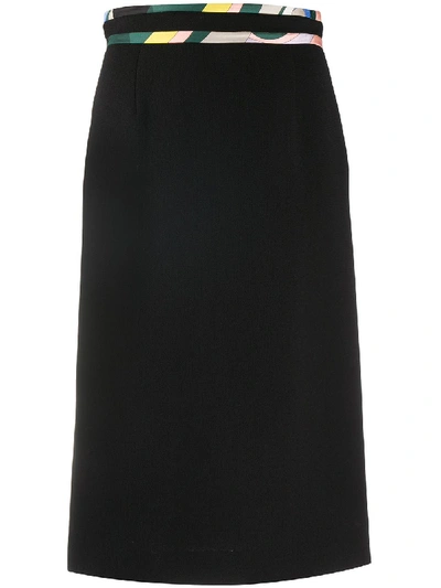 Shop Emilio Pucci Contrast-trim Pencil Skirt In Black
