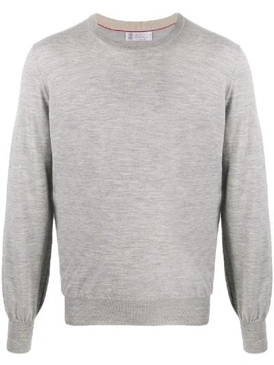 Shop Brunello Cucinelli Plain Crew-neck Pullover In Grey