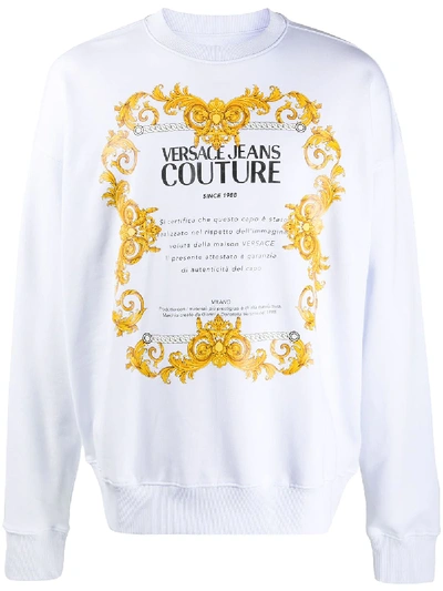 Shop Versace Jeans Couture Oversized Logo Jumper In White
