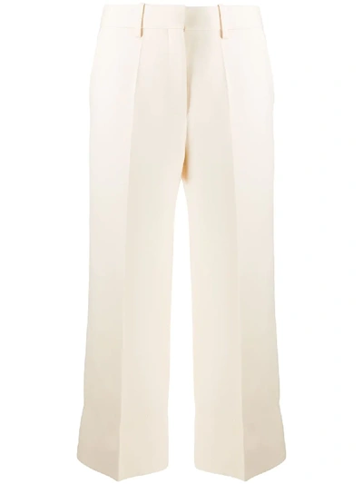 Shop Valentino Cropped Tailored Trousers In Neutrals