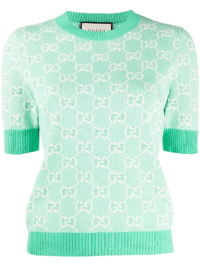 Shop Gucci Gg Piquet Knitted Top In Green