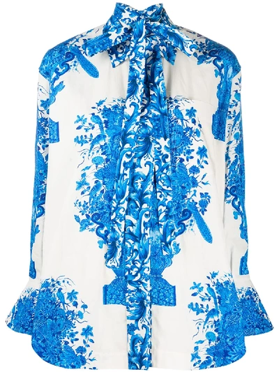 Shop Valentino Bluegrace Composition Long-sleeve Shirt