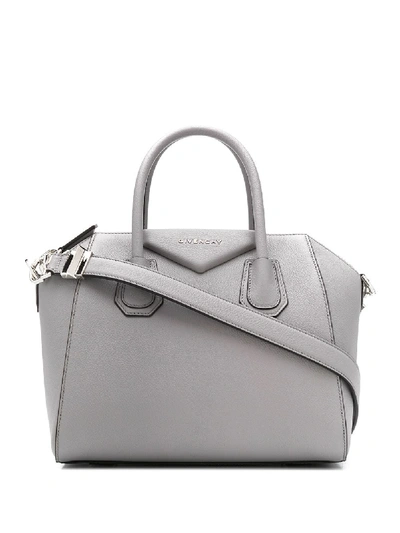 Shop Givenchy Antigona Leather Bag In Grey