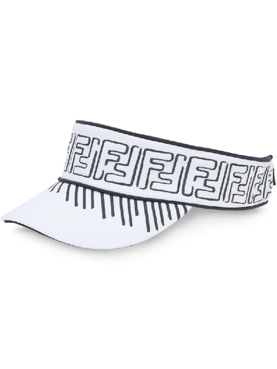 Shop Fendi X Joshua Vides Ff Motif Visor Hat In White